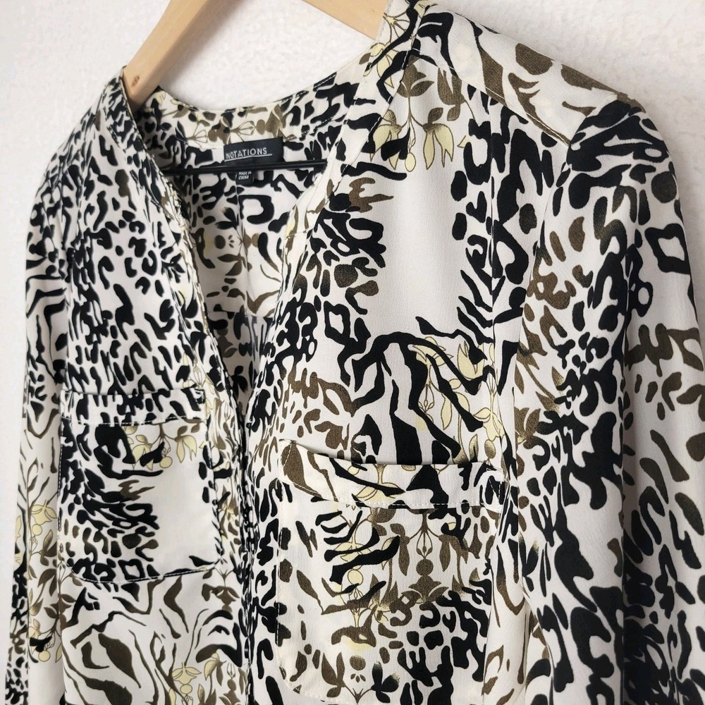 Vintage Notations Top Blouse L Leopard Cheetah Y2K Career Office Chic Statement‎